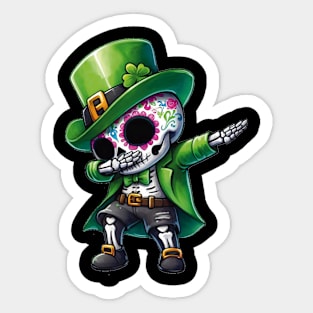 St Patrick's Day - Dabbing Dapper Leprechaun Skeleton Sticker